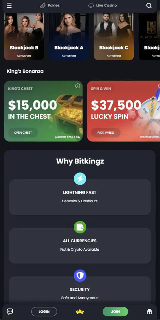 Screenshot of the application Bitkingz Casino 2