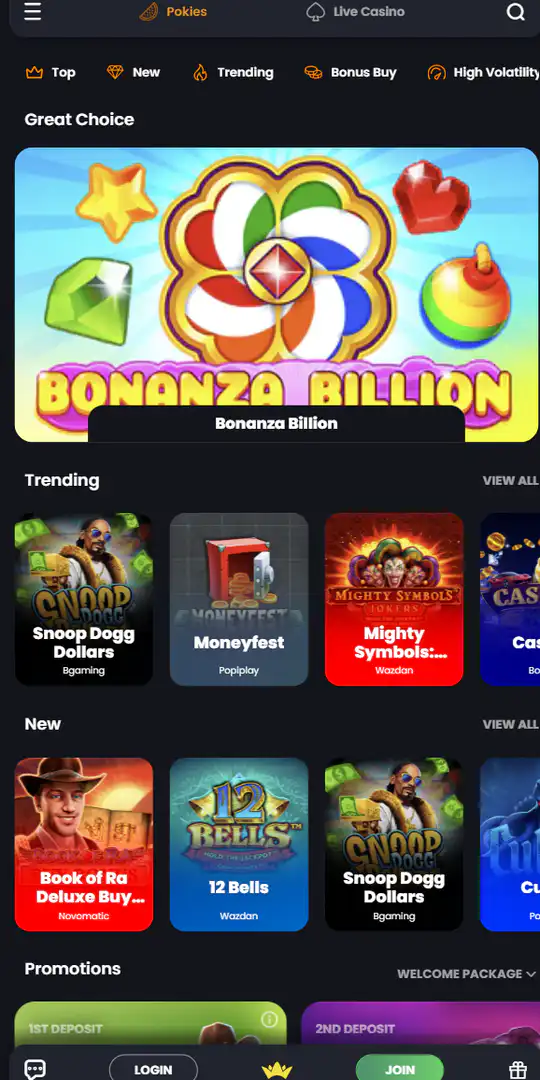 Screenshot of the application Bitkingz Casino 3