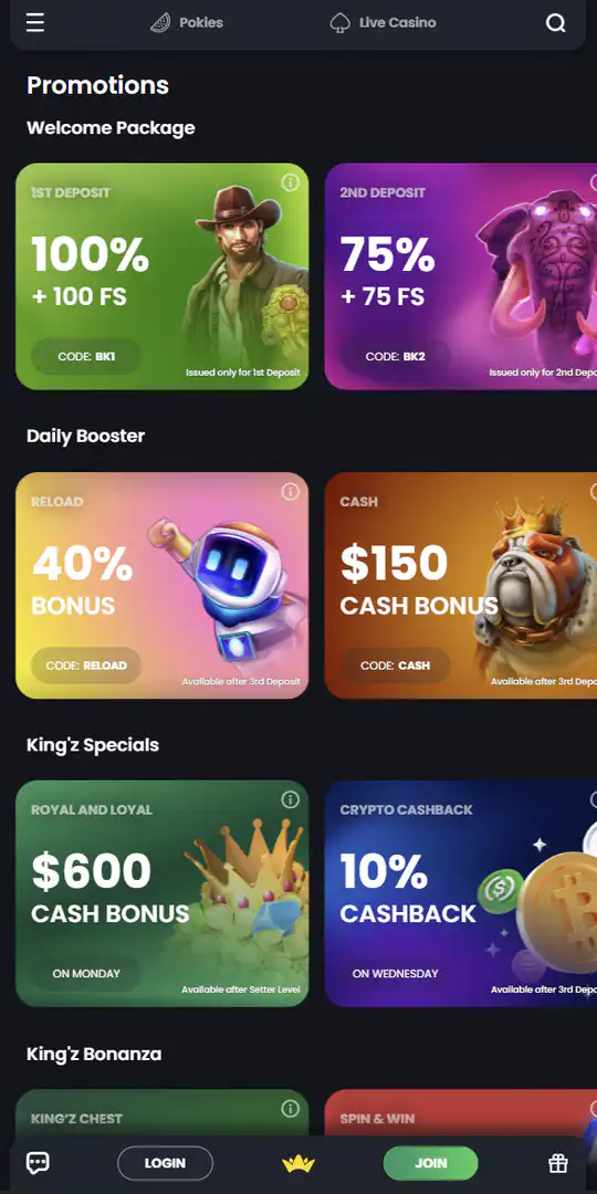 Screenshot of the application Bitkingz Casino 6