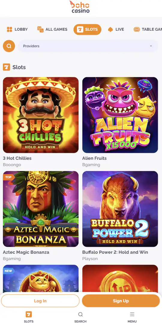 Screenshot of the application Bohocasino 2