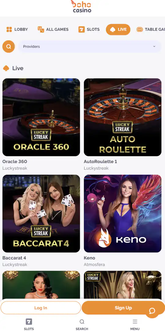 Screenshot of the application Bohocasino 3