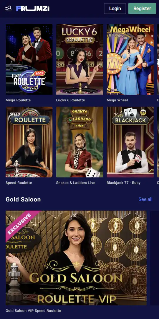 Screenshot of the application Frumzi Casino 5