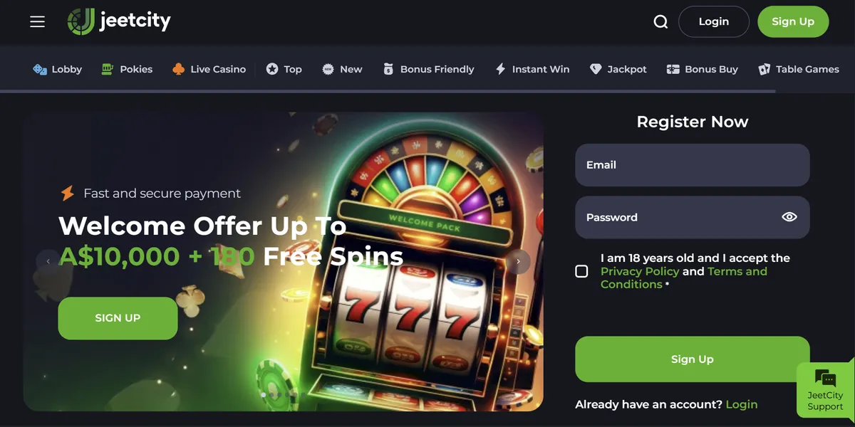 Application banner JeetCity Casino