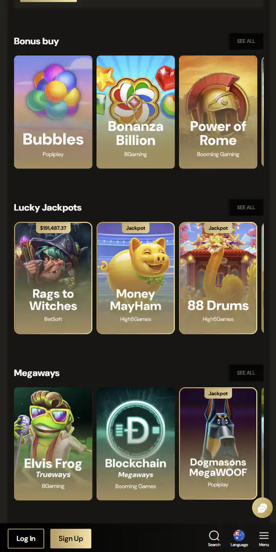 Screenshot of the application Lucky Ones Casino 3