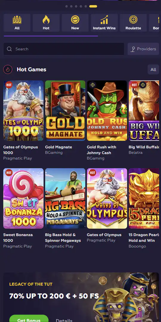 Screenshot of the application Playfina Casino 1