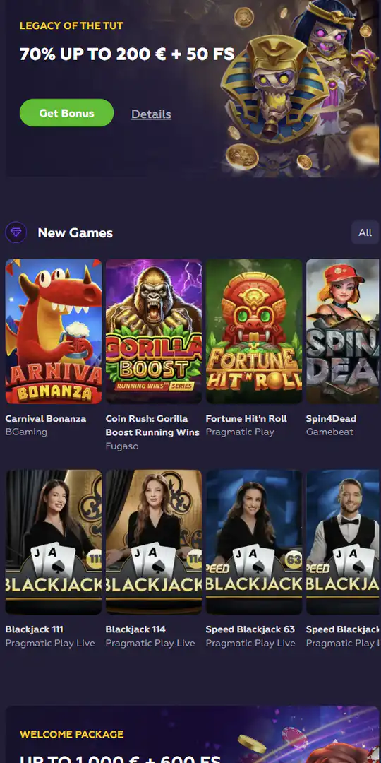 Screenshot of the application Playfina Casino 2