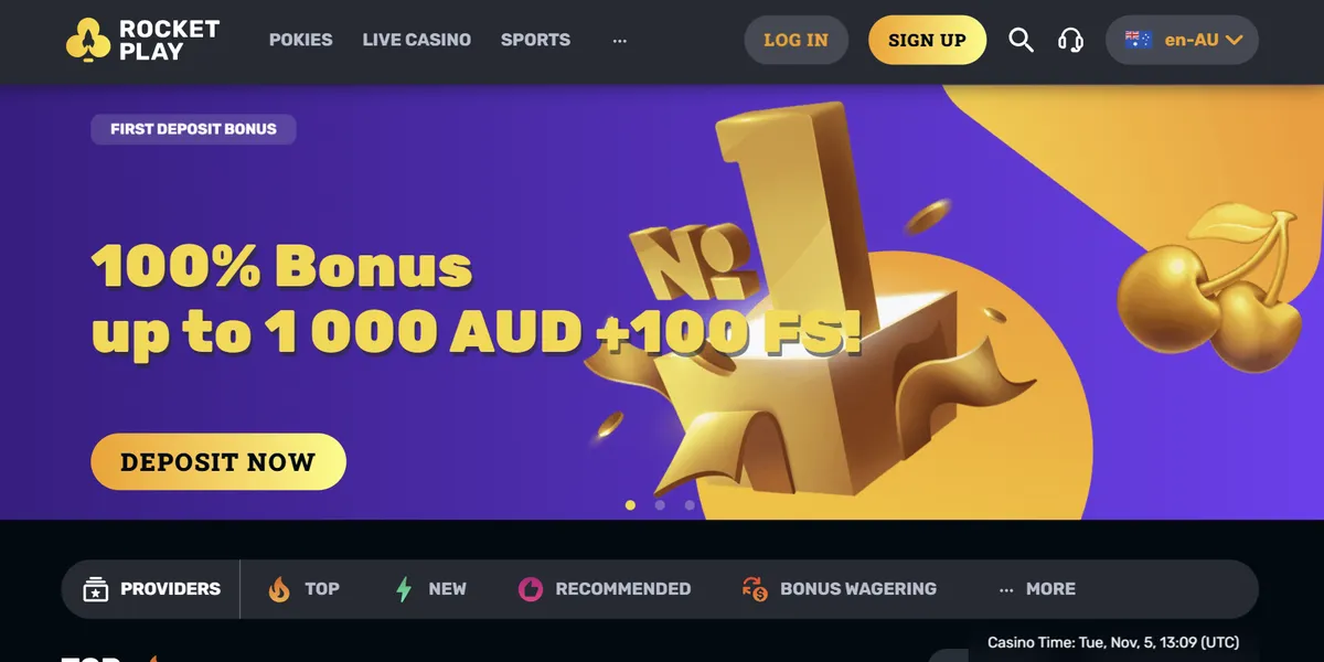 Application banner Rocket Play Casino