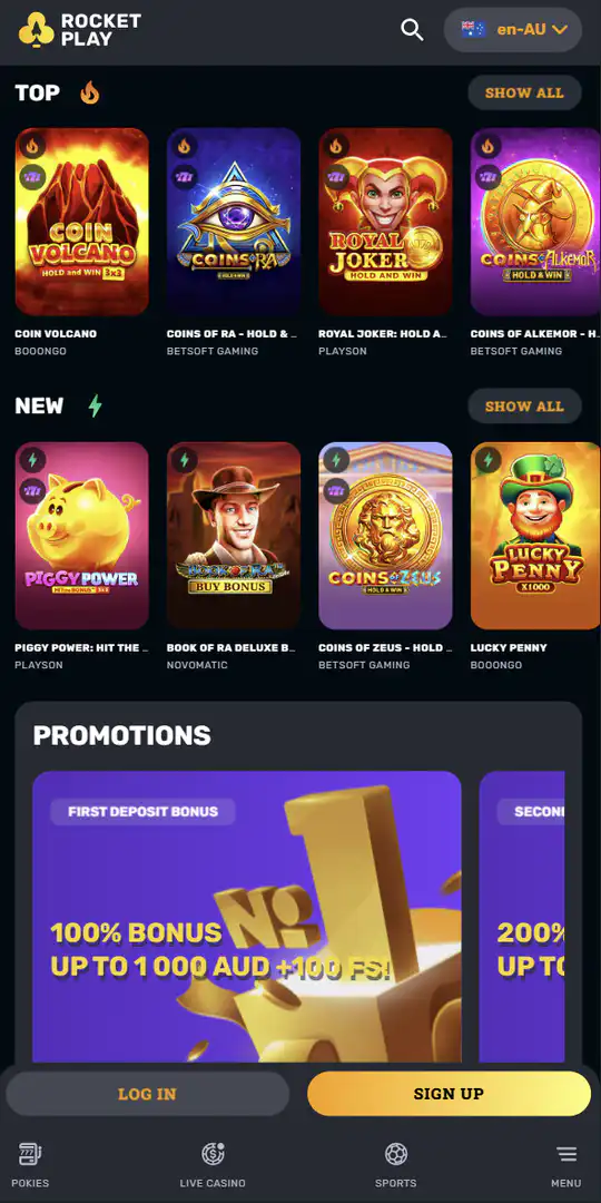 Screenshot of the application Rocket Play Casino 1