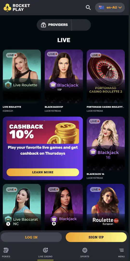 Screenshot of the application Rocket Play Casino 3