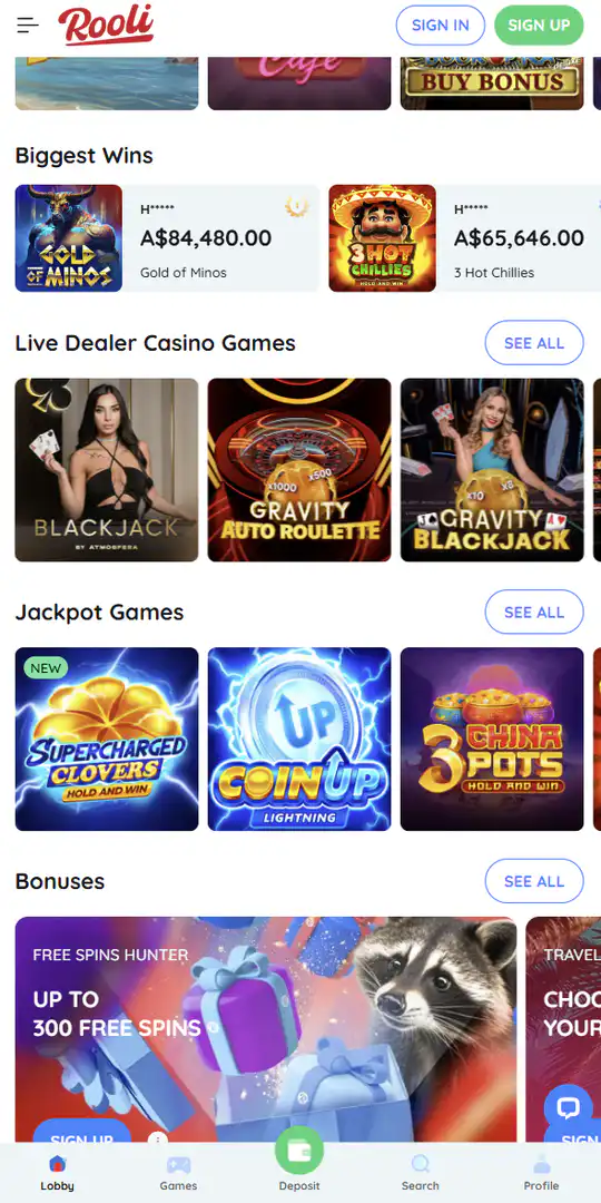 Screenshot of the application Rooli Casino 2