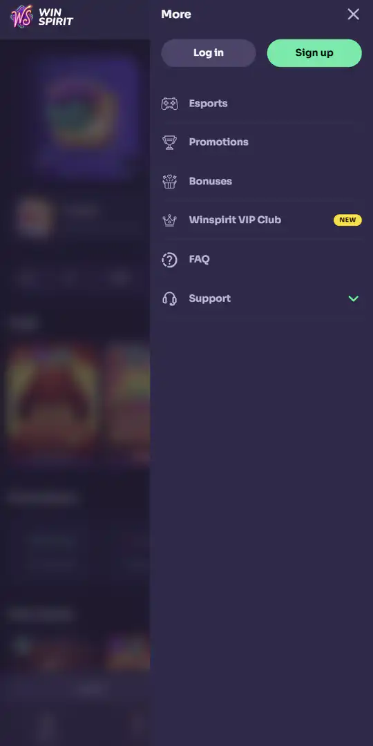Screenshot of the application Winspirit Casino 4