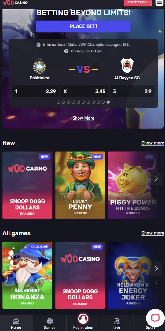 Screenshot of the application Woo Casino 3