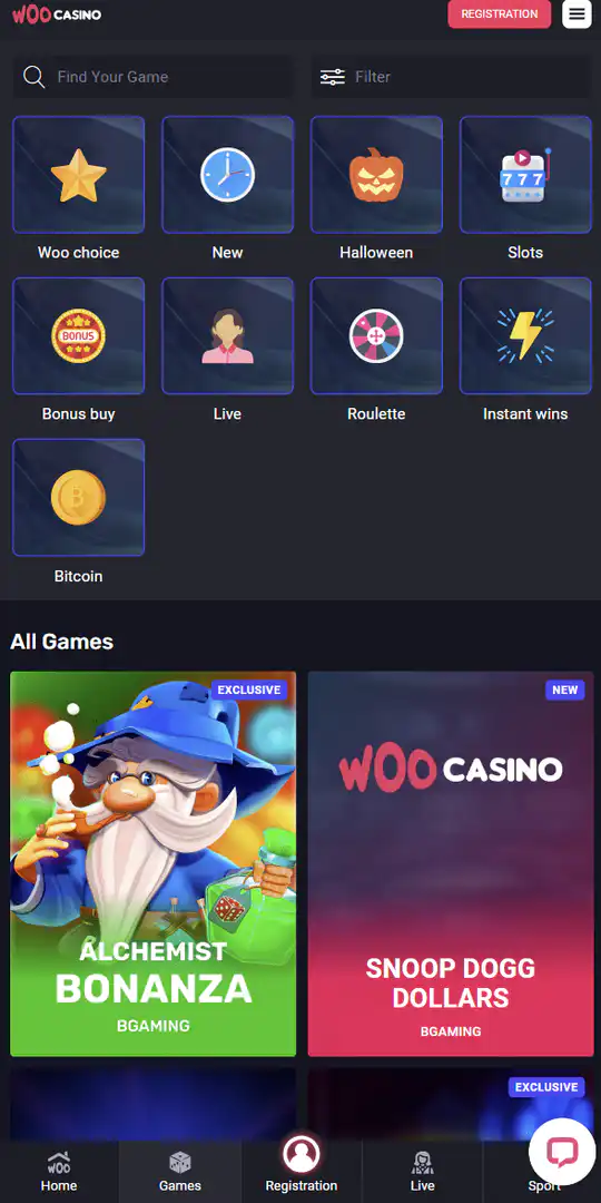 Screenshot of the application Woo Casino 5